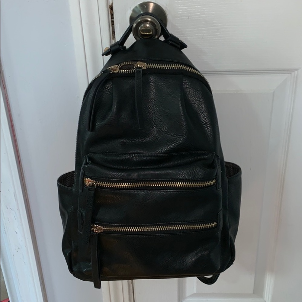 Madison West Black Backpack with Gold Hardware